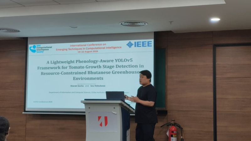 Sherab Gocha presents his paper on tomato growth stage detection at ICETCI 2026